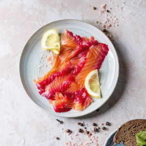 Fresh Beetroot Cured Smoked Salmon Slices- (100g)