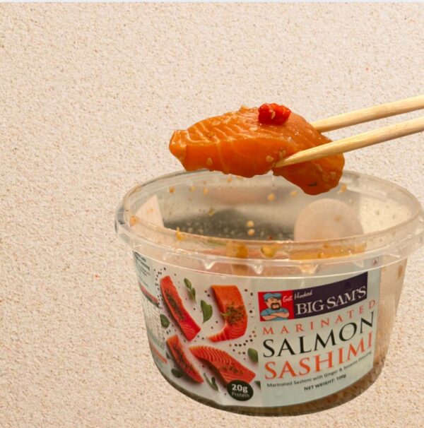 Marinated Fresh Salmon Sashimi (Ginger & Sesame) 100g (5-7 pieces) - Image 2